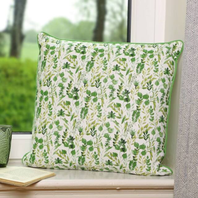 Dibor Meadowbrook Botanical Indoor Chair Sofa Cushion L50 x W50cm in Green - Size: 50 cm x 50 cm - image 1