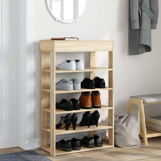 Berkfield Home Shoe Rack Sonoma Oak 60x30x98 cm Engineered Wood in Light Oak - Size: 60 x 30 x 98 cm - image 1