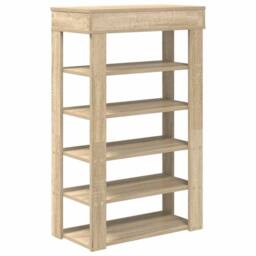 Berkfield Home Shoe Rack Sonoma Oak 60x30x98 cm Engineered Wood in Light Oak - Size: 60 x 30 x 98 cm - thumbnail 6