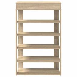 Berkfield Home Shoe Rack Sonoma Oak 60x30x98 cm Engineered Wood in Light Oak - Size: 60 x 30 x 98 cm - thumbnail 4