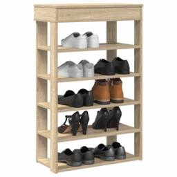 Berkfield Home Shoe Rack Sonoma Oak 60x30x98 cm Engineered Wood in Light Oak - Size: 60 x 30 x 98 cm - thumbnail 2