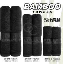 GAVENO CAVAILIA 2 Pack Bamboo Towel in Black - thumbnail 2