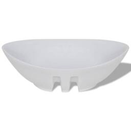 Berkfield Home Luxury Ceramic Basin Oval with Overflow 59 x 38, 5 cm in White - thumbnail 5