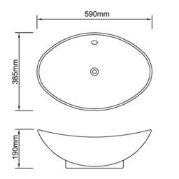 Berkfield Home Luxury Ceramic Basin Oval with Overflow 59 x 38, 5 cm in White - thumbnail 7