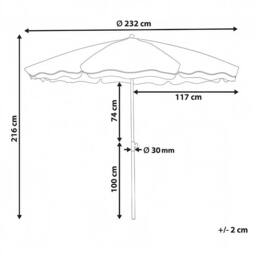 Wyld and Coco Garden Market Parasol Beige 2.32m Steel Pole Outdoor Shade - thumbnail 4