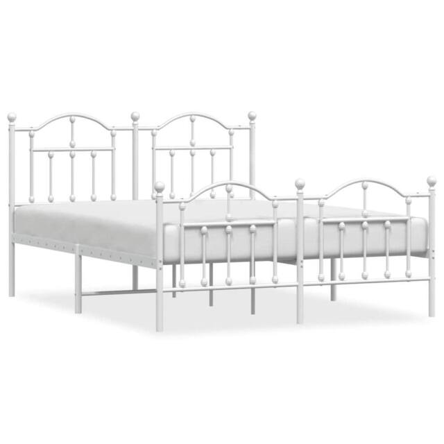 Berkfield Home Metal Bed Frame with Headboard & Footboard White 140x190 cm - image 1