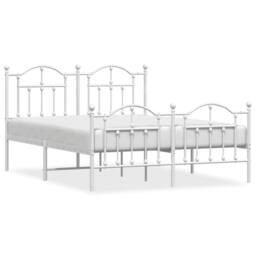 Berkfield Home Metal Bed Frame with Headboard & Footboard White 140x190 cm - thumbnail 1