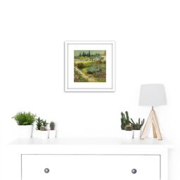 Artery8 Vincent Van Gogh Garden At Arles 8X8 Inch Square Wooden Framed Wall Art Print Picture with Mount in White - thumbnail 2