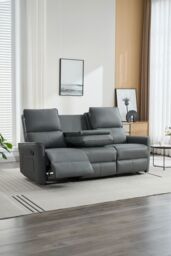 More4Homes Madrid 3 Seater Manual Air Leather Recliner Sofa in Grey - thumbnail 5