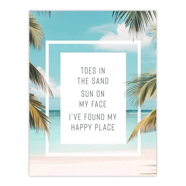 "Artery8 Toes In Sand Sun On Face Beach Found Happy Place Wall Art Print - Size: W12"" x H16""" - image 1