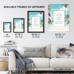 "Artery8 Toes In Sand Sun On Face Beach Found Happy Place Wall Art Print - Size: W12"" x H16""" - thumbnail 3