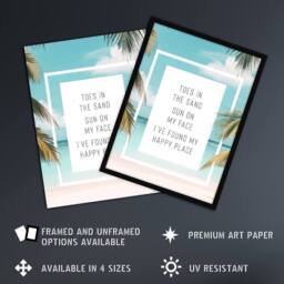 "Artery8 Toes In Sand Sun On Face Beach Found Happy Place Wall Art Print - Size: W12"" x H16""" - thumbnail 2