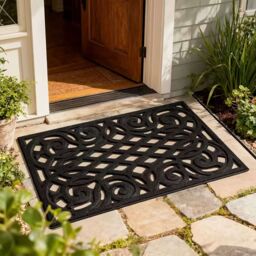 Nicoman Victorian Style Outdoor Door Mat - Heavy Duty Non-Slip Entrance Mat in Black - Size: 40 cm x 60 cm - thumbnail 4
