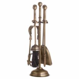Lemon Pavilion Furniture and Decor Ball Topped Companion Set - Metal - L12 x W12 x H40 cm - Antique Brass in Bronze