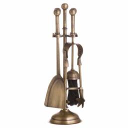 Lemon Pavilion Furniture and Decor Ball Topped Companion Set - Metal - L12 x W12 x H40 cm - Antique Brass in Bronze - thumbnail 2
