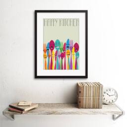 "Artery8 Happy Colourful Cutlery Kitchen Food Photo 12x16"" Framed Art Print - Size: W12"" x H16""" - thumbnail 2