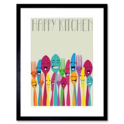 "Artery8 Happy Colourful Cutlery Kitchen Food Photo 12x16"" Framed Art Print - Size: W12"" x H16""" - thumbnail 1