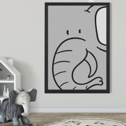 ARTZE Cute Cartoon Style Elephant Framed Print SIZE: A3 with Black Frame in Grey - Size: A4 - thumbnail 2