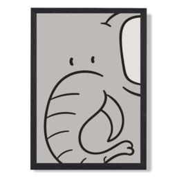 ARTZE Cute Cartoon Style Elephant Framed Print SIZE: A3 with Black Frame in Grey - Size: A4 - thumbnail 1