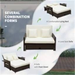 Nordara Garden Rattan Furniture Set 2 Seater in Brown - Size: 100 cm - thumbnail 4