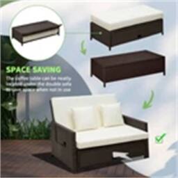 Nordara Garden Rattan Furniture Set 2 Seater in Brown - Size: 100 cm - thumbnail 3