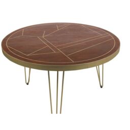 Indian Hub Dark Gold Round Dining Table - Solid Mango Wood - L120 x W120 x H76 cm in Brown - thumbnail 2