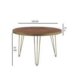 Indian Hub Dark Gold Round Dining Table - Solid Mango Wood - L120 x W120 x H76 cm in Brown - thumbnail 7