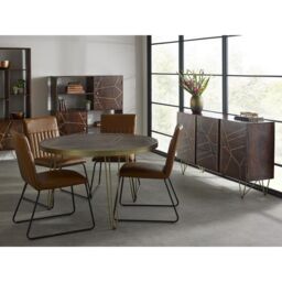 Indian Hub Dark Gold Round Dining Table - Solid Mango Wood - L120 x W120 x H76 cm in Brown - thumbnail 5
