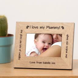 Uniqueful Women's Personalised I love my Mummy Wood 6x4 Picture Frame Mothers Day in Brown