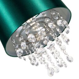 Happy Homewares Modern Satin Fabric Pendant Light Shade with Acrylic Droplets in Dark Green - Size: 12 inches - thumbnail 3