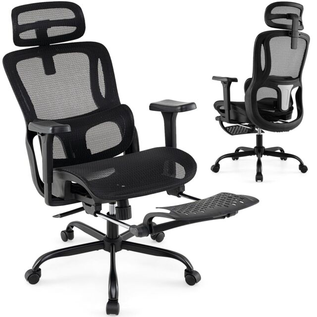 Gymax Ergonomic Office Chair Swivel Computer Desk Chair-Black in Black - image 1
