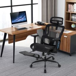 Gymax Ergonomic Office Chair Swivel Computer Desk Chair-Black in Black - thumbnail 4