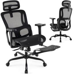 Gymax Ergonomic Office Chair Swivel Computer Desk Chair-Black in Black - thumbnail 1