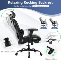 Gymax Ergonomic Office Chair Swivel Computer Desk Chair-Black in Black - thumbnail 8