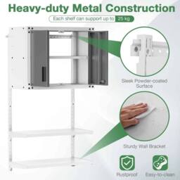 Kelvenix Metal Wall Cabinet Garage Storage Cabinet in Grey - Size: 10000mm x 520mm - thumbnail 5