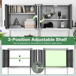 Kelvenix Metal Wall Cabinet Garage Storage Cabinet in Grey - Size: 10000mm x 520mm - thumbnail 4