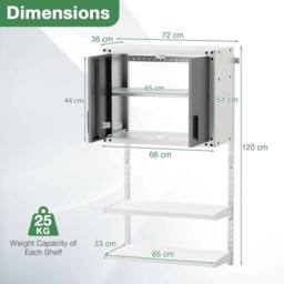 Kelvenix Metal Wall Cabinet Garage Storage Cabinet in Grey - Size: 10000mm x 520mm - thumbnail 2