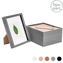 "Nicola Spring 3D Box Photo Frames - 8 x 10"" with 4 x 6"" Mount - Ivory Mount - Pack of 5 in Grey" - thumbnail 1