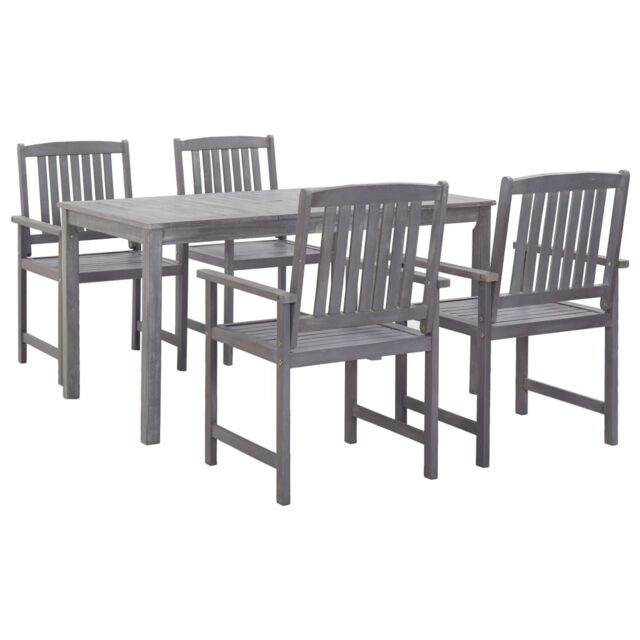 Berkfield Home 5 Piece Outdoor Dining Set Grey Solid Acacia Wood - image 1