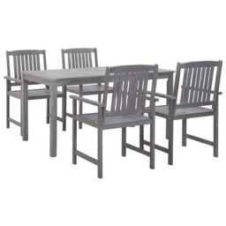 Berkfield Home 5 Piece Outdoor Dining Set Grey Solid Acacia Wood - thumbnail 1