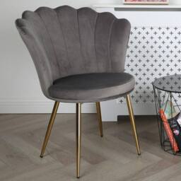 Genesis Freya Velvet Accent Chair Petal Back Plush Upholstered Modern Chair in Grey - Size: 1 Seater - thumbnail 2