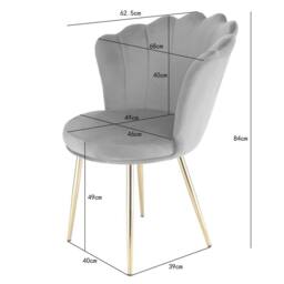 Genesis Freya Velvet Accent Chair Petal Back Plush Upholstered Modern Chair in Grey - Size: 1 Seater - thumbnail 4