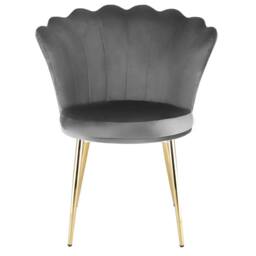 Genesis Freya Velvet Accent Chair Petal Back Plush Upholstered Modern Chair in Grey - Size: 1 Seater - thumbnail 5