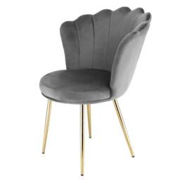 Genesis Freya Velvet Accent Chair Petal Back Plush Upholstered Modern Chair in Grey - Size: 1 Seater - thumbnail 1