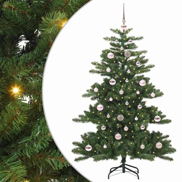 Berkfield Home Artificial Hinged Christmas Tree with 150 LEDs 150 cm PVC in Green - image 1