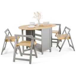 VonHaus Firbeck Folding Dining Table & Chair Set 4 in Grey - thumbnail 2