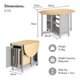 VonHaus Firbeck Folding Dining Table & Chair Set 4 in Grey - thumbnail 7