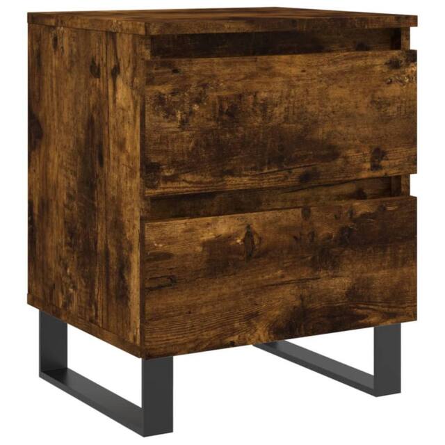 Berkfield Home Bedside Cabinet Smoked Oak 40x35x50 cm Engineered Wood in Brown - Size: 40 x 35 x 50 cm - image 1
