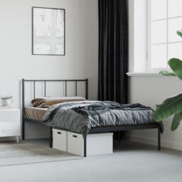 Berkfield Home Metal Bed Frame with Headboard Black 100x190 cm - thumbnail 4