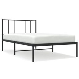 Berkfield Home Metal Bed Frame with Headboard Black 100x190 cm - thumbnail 2
